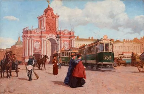 Léon Tzeytline — Ansicht des Moskauer Boulevards mit dem Roten Tor