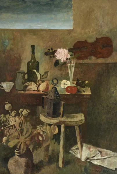 Roland Oudot — Composition avec fruits et violon