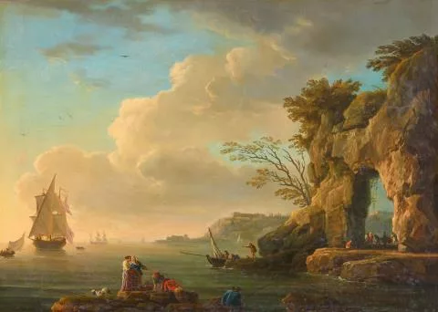 Claude Joseph Vernet — Ruhige See: Fischer in felsiger Bucht