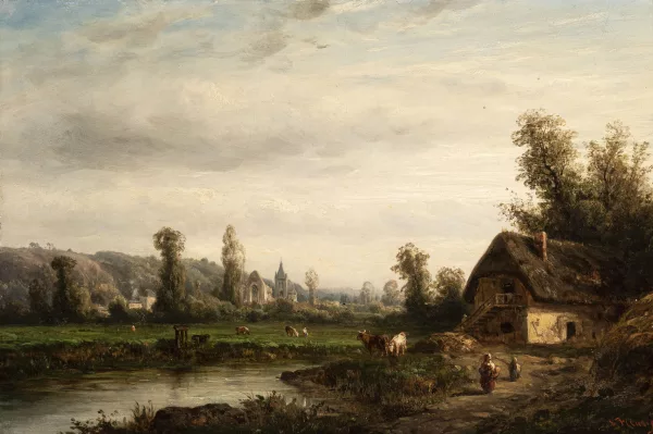 François Antoine Léon Fleury — Paysage animé
