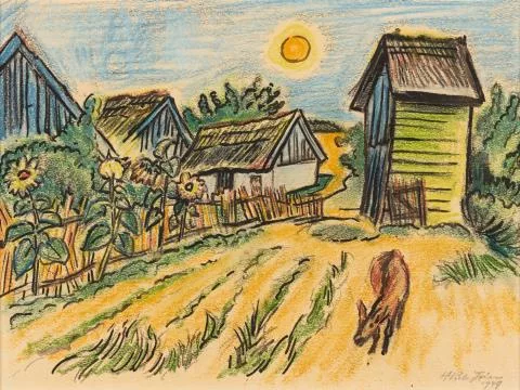 Max Pechstein — Feldrand mit Blumen und Tier