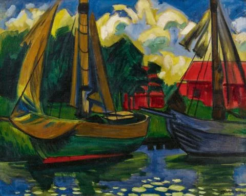 Max Pechstein — Zwei Kutter im Hafen von Leba