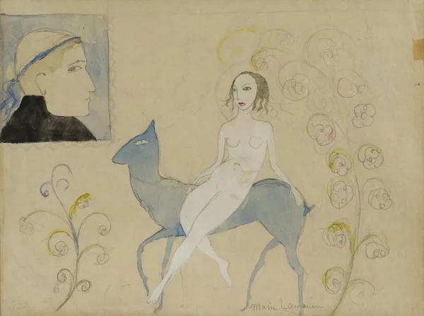 Marie Laurencin — Femme à la biche et portrait d'Apollinaire,