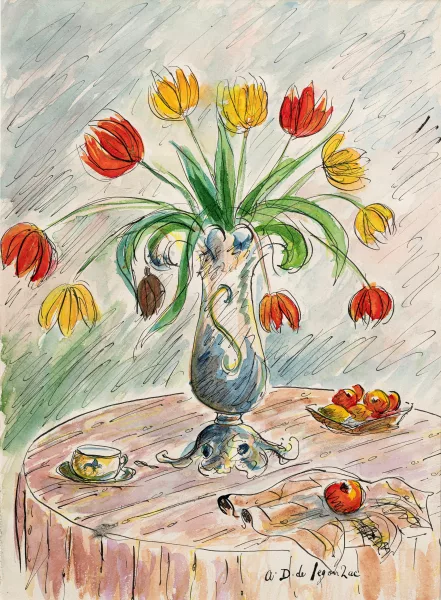 André Dunoyer de Segonzac — Vase de fleurs,