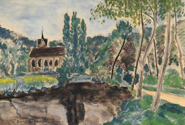 André Dunoyer de Segonzac — Chapelle au bord d'une rivière