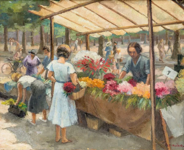 Yvonne Lemoine — "Marchande de fleurs, marché d'Enghien",