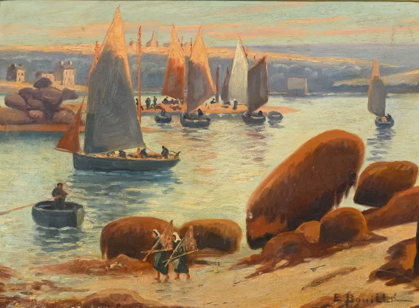 Étienne Bouillé — Scène de port animée,