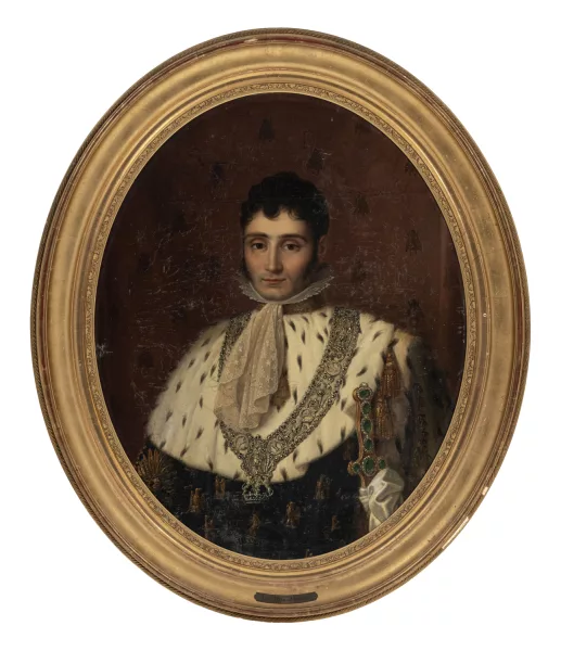 François-Joseph Kinson — Entourage de François-Joseph Kinson — , Portrait du Roi Jérôme Bonaparte en costume de sacre,