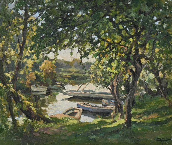Gaston Cornil — L'embarcadère à Freneuse