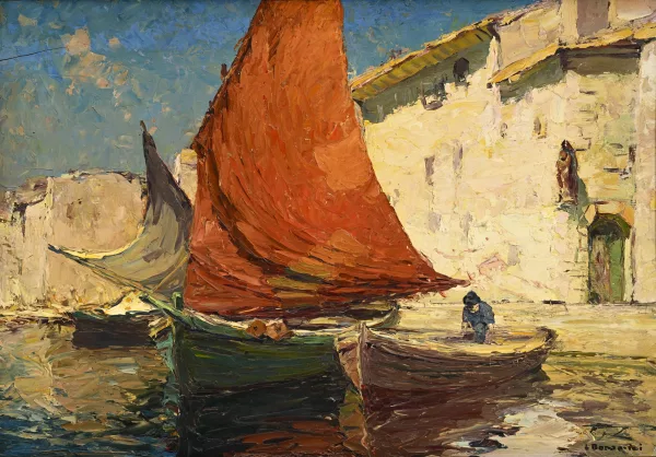 Louis Bonamici — Barque et pêcheur