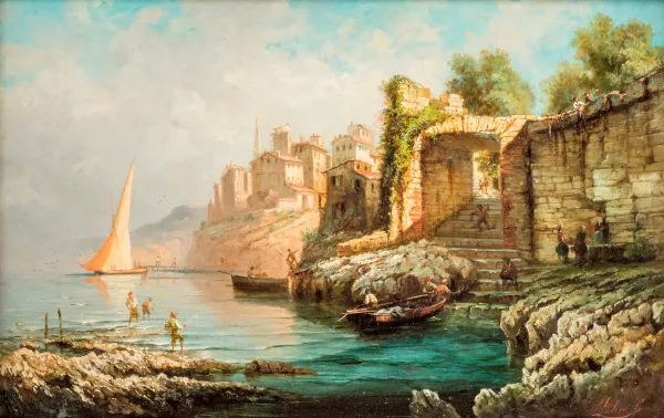 Gustave Marius Julien — Bord de mer, paysage méditerranéen,