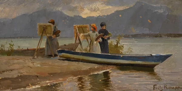 Fritz Raupp — Femmes peignant au bord de l'eau