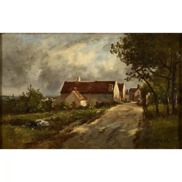 Léon Richet — Dorfstrasse mit Häusern.