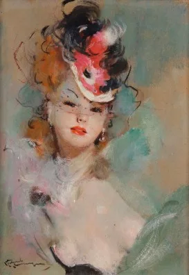 Jean-Gabriel Domergue — Portrait d’une élégante au chapeau
