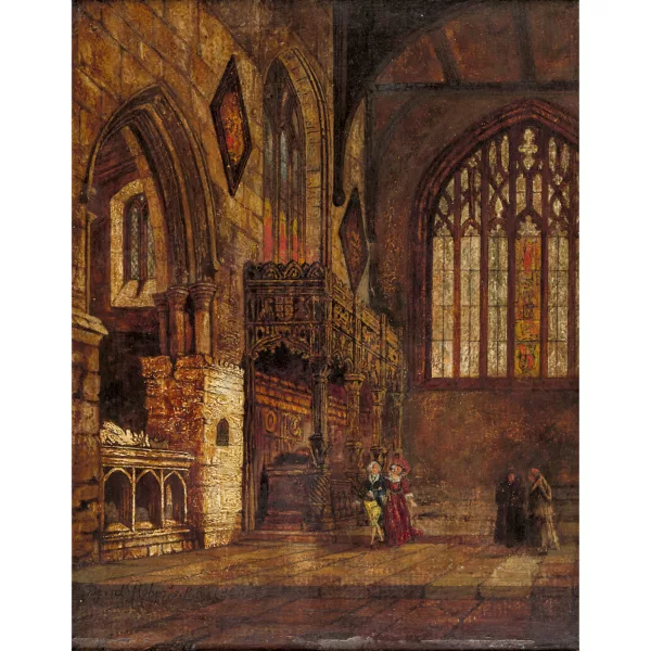 David Roberts — Kircheninterieur mit Staffage.