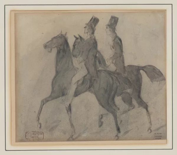 Constantin Guys — Constantin GUYS (1802/05-1892), 'Cavaliers', encre et lavy