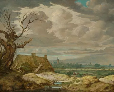 Jan Goedart — Landschaft mit Hirten und Kuhherde an einer Kate