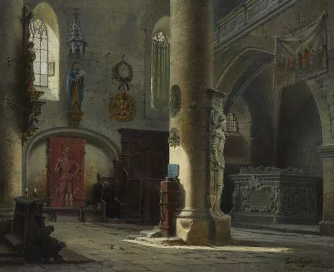 Paul Graeb — Blick in das Seitenschiff der Franziskanerkirche in Rothenburg ob der Tauber