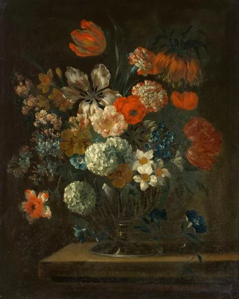 Jean-Baptiste Monnoyer — Fleurs dans un vase sur une table
