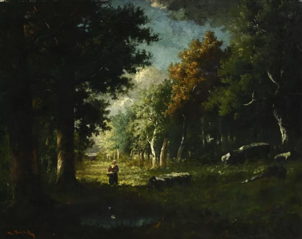 Narcisse Virgilio Díaz — Woman at the edge of a clearing