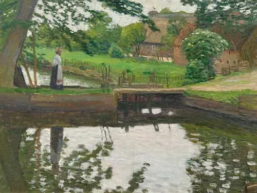 Otto Modersohn — Bäuerin am Wümmewehr. 1908.