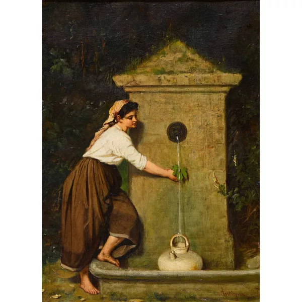 Alexandre Antigna — Junge Frau am Brunnen.