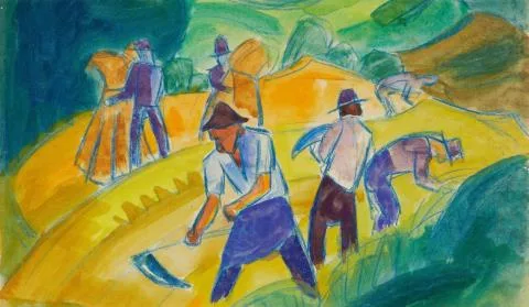 Fritz Schaefler — Erntende. Verso: Kreuzigung