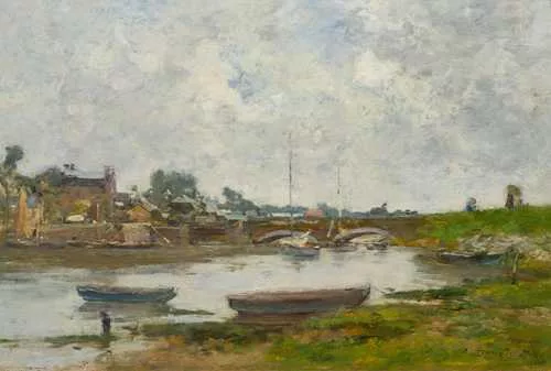 Eugène Boudin — Pont sur la Touques près de Trouville-sur-Mer, 1878
