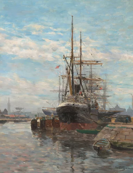 Edmond Marie Petitjean — Schiffe am Quai