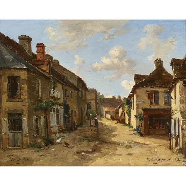 Jean Frédéric Couty — Strassenpartie in Saint-Céneri-le-Gérei.