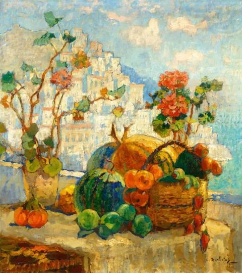 Konstantin Gorbatov — Häuser im Gegenlicht- Stillleben vor Capri