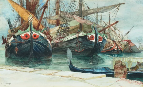 Georges Clairin — Trabaccoli dans le port de Venise