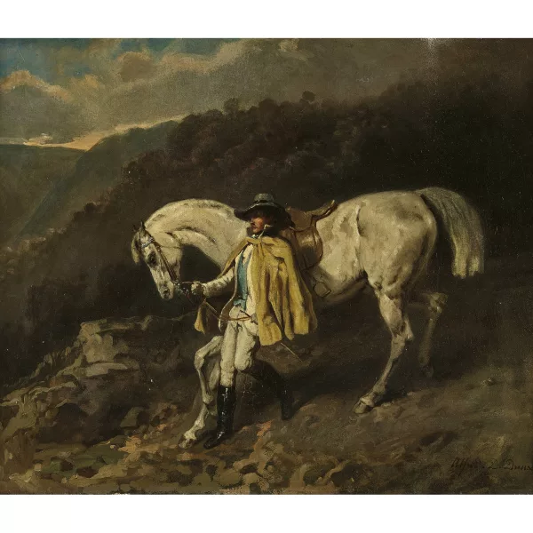 Alfred de Dreux — Attribué à ALFRED DEDREUX — Reiter mit Schimmel.