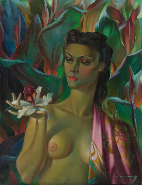 Vladimir Tretchikoff — Portrait of Lenka with an orchid