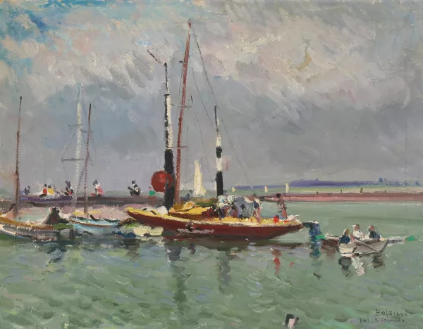 István Boldizsár — Segelschiffe im Hafen von Balatonföldvár