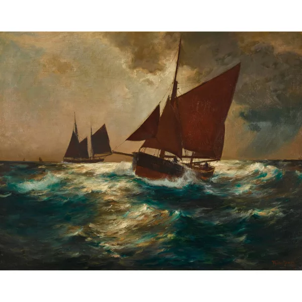 Franz Müller-Gossen — Voiliers en mer au clair de lune