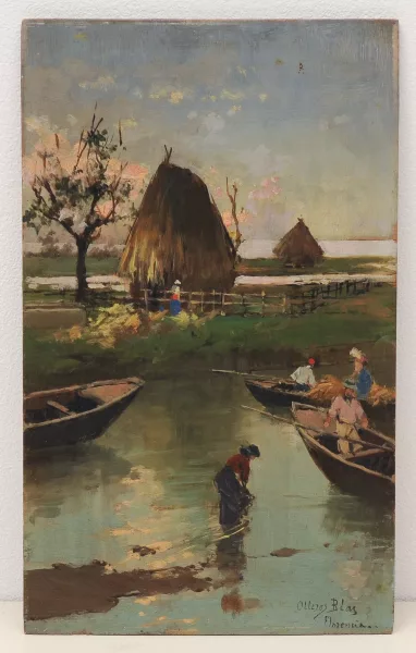 Blas Olleros y Quintana — Barche in un paesaggio paludoso