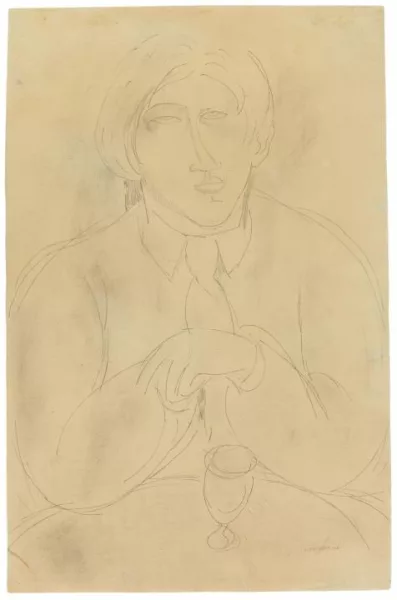Amedeo Modigliani — Chaïm Soutine assis à une table
