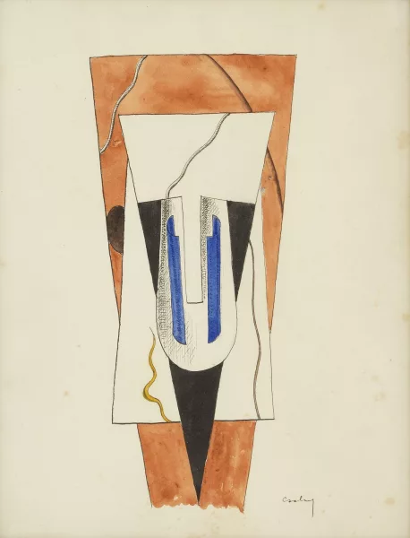 Joseph Csaky — Composition abstraite bleu blanc noir brique