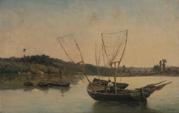 Joseph Lépine — Seelandschaft mit Fischer
