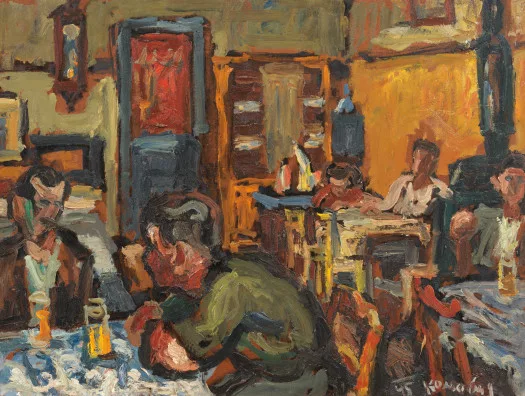 Milan Konjović — Interieur eines Kaffees, 1945