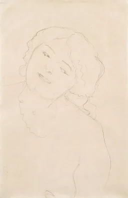 Gustav Klimt — Brustbild eines nackten Mädchens nach rechts, um 1916