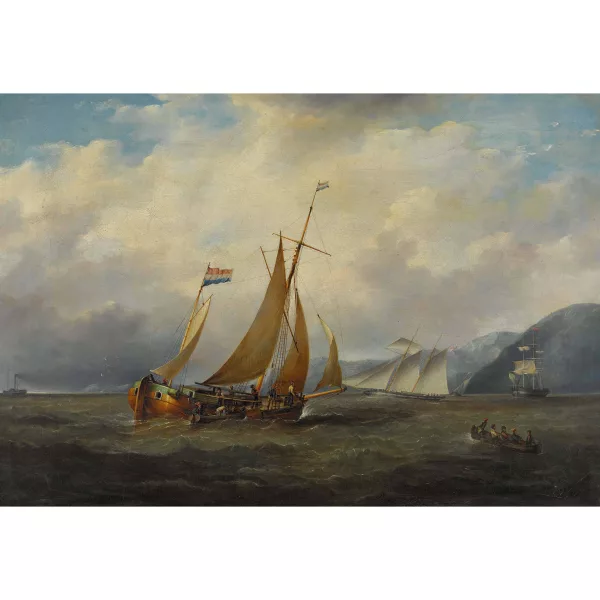 William Callow — Voiliers sur une mer agitée