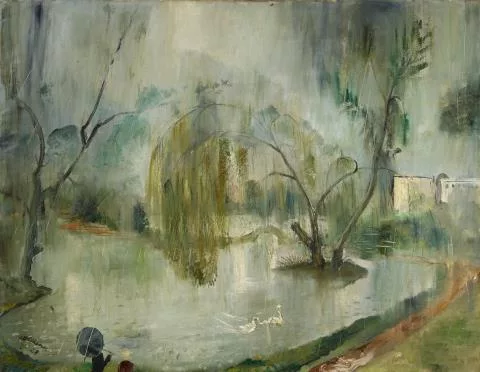 Gert Heinrich Wollheim — Hofgarten in Düsseldorf bei aufkommendem Regen