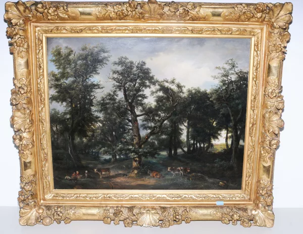 André Jolivard — Attribué à Jolivard, André — zugeschrieben Vieherde in lichtem Eichenwald