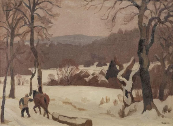 Jules-Émile Zingg — Forestier et cheval de trait en hiver