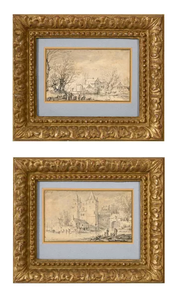 Adriaen Hendriksz Verboom — Un château en hiver avec figures