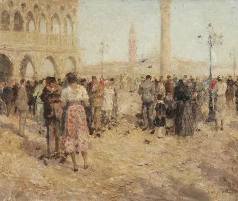 Otto Pippel — Auf dem Markusplatz in Venedig