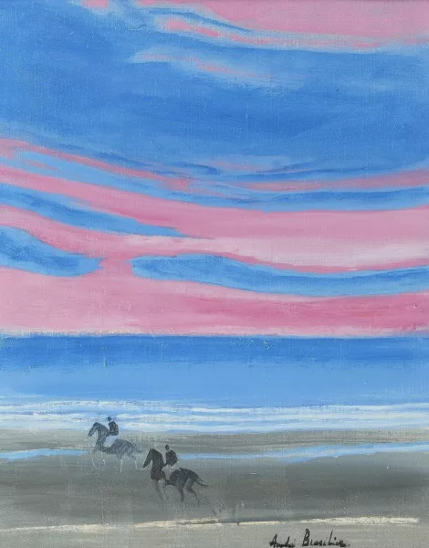 André Brasilier — Deux cavaliers sur la plage
