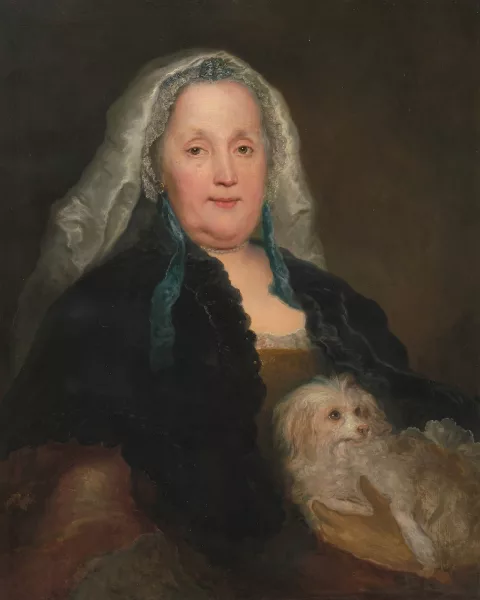 Antoine Pesne — Umkreis Bildnis einer Dame mit Hund